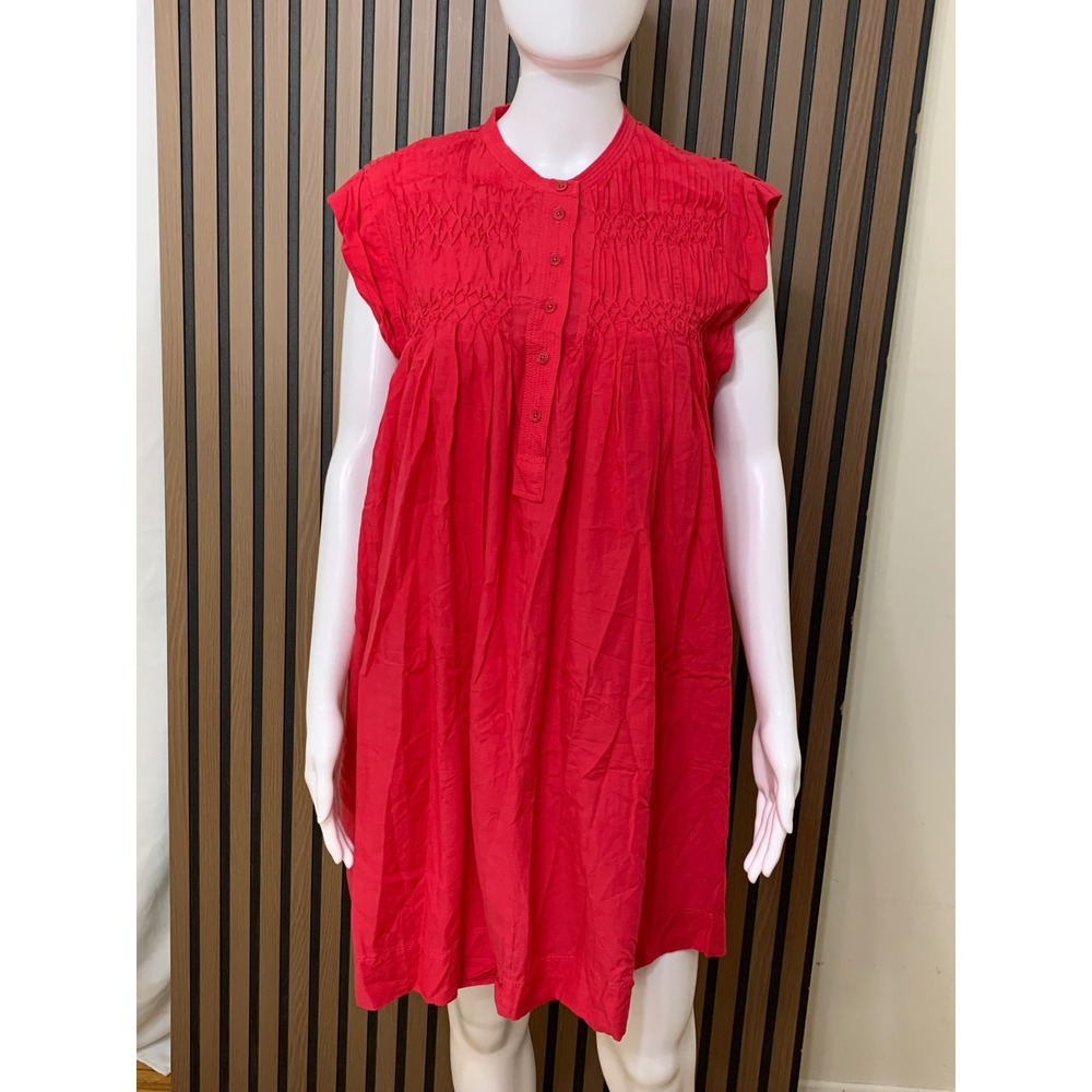 Madewell Pink 100% Cotton Smocked Pintuck Sleeveless Mini Dress XS Classic